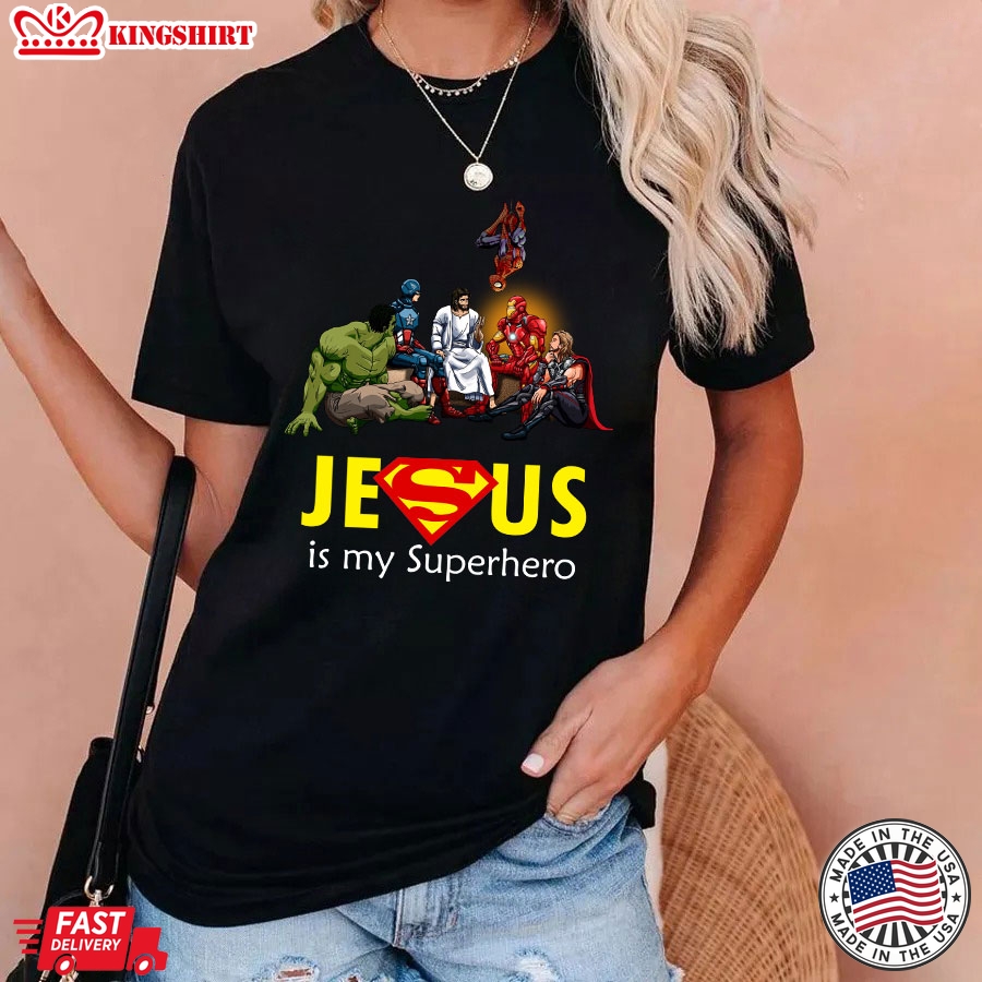 Jesus And Superheroes Meeting Jesus Is My Superhero T-Shirt