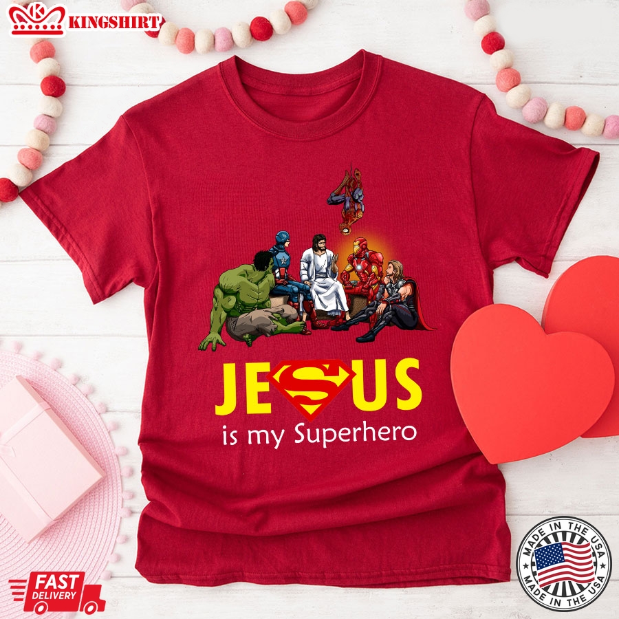 Jesus And Superheroes Meeting Jesus Is My Superhero T-Shirt