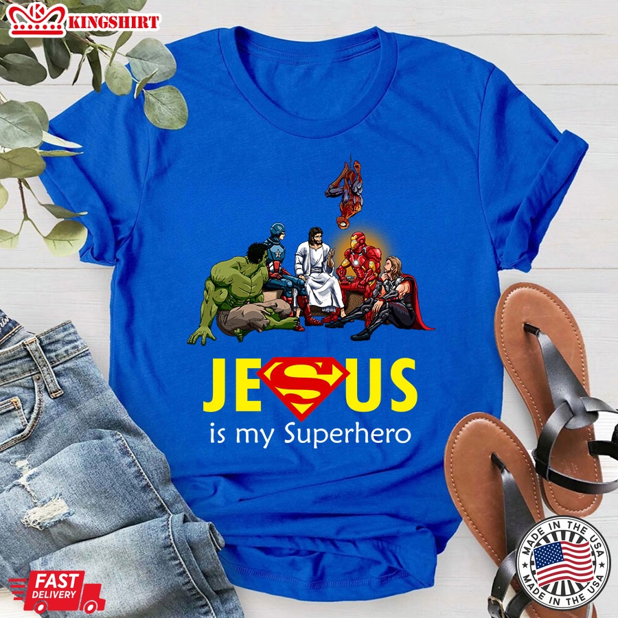 Jesus And Superheroes Meeting Jesus Is My Superhero T-Shirt