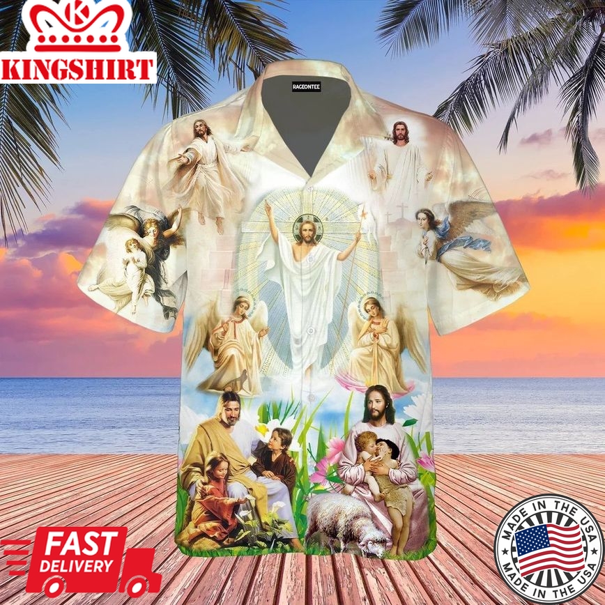 Jesus Are Playing With Children Aloha Hawaiian Shirts For Men And Wome