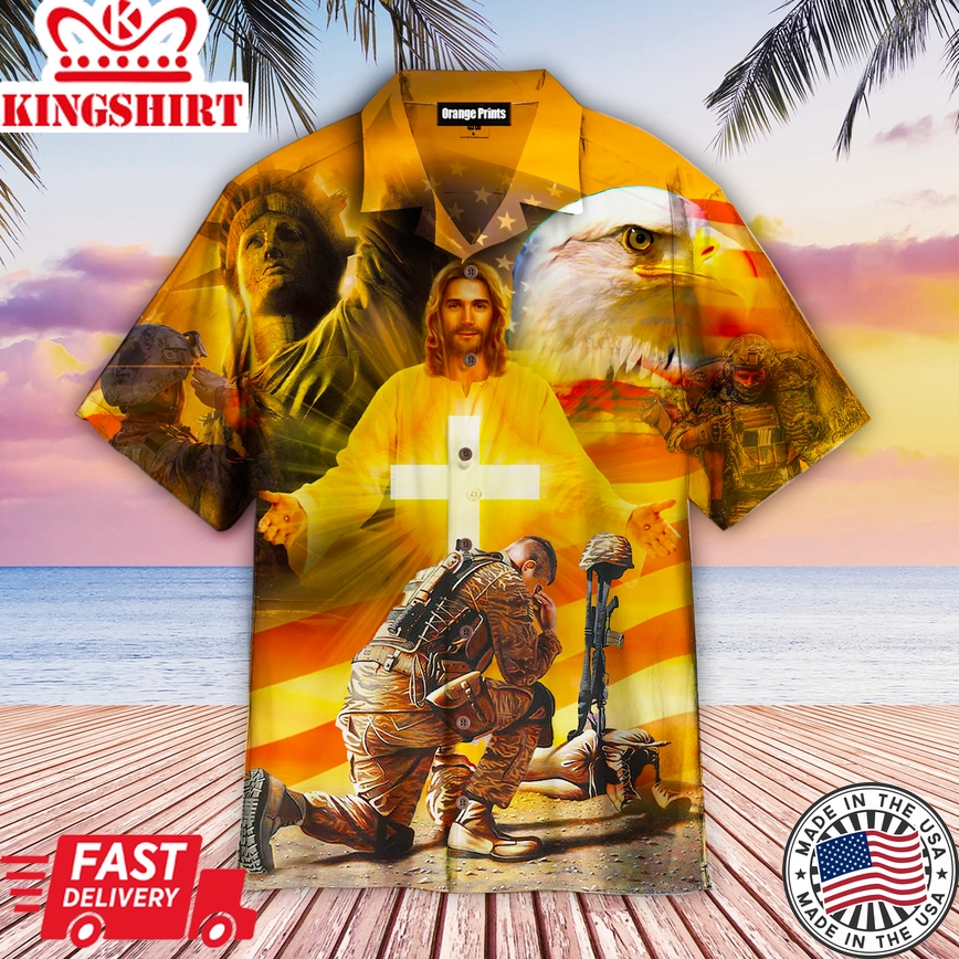 Jesus Christ And Honor The Fallen Aloha Hawaiian Shirts For Men & For Women |