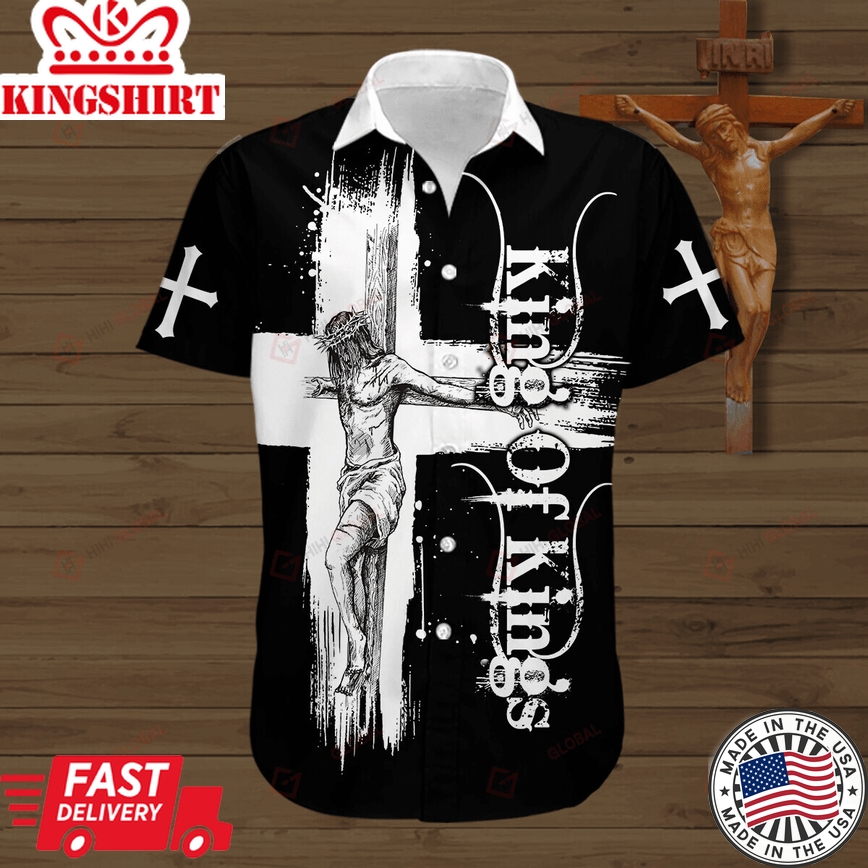 Jesus Christ King Of Kings Christian Cross Bible All Over Printed Shirts Hoodie Polo