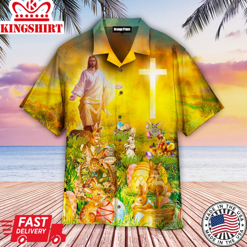 Jesus Christ With Easter Bunny Aloha Hawaiian Shirts For Men And Women |