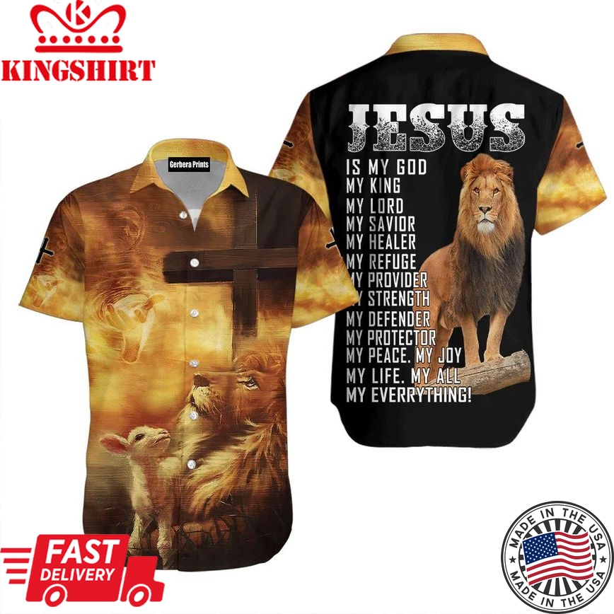 Jesus Easter Day Lion Flame Aloha Hawaiian Shirts For Men And For Women