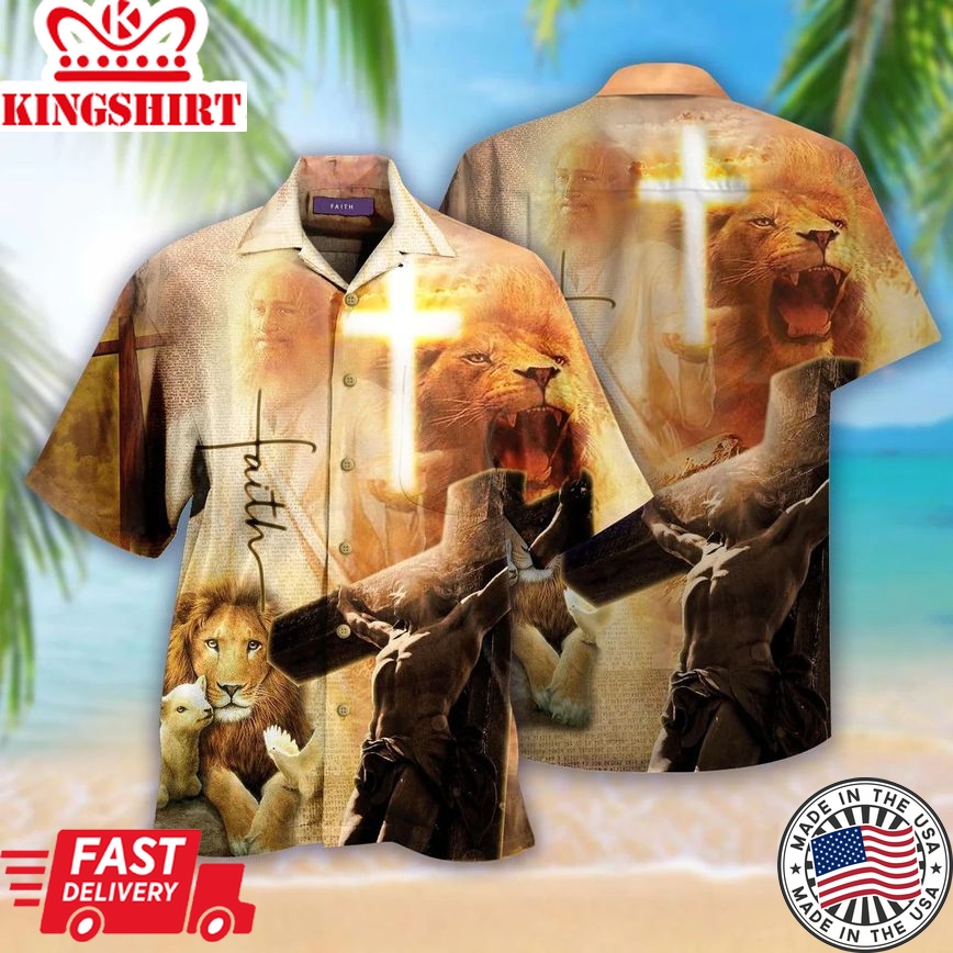 Jesus Faith Hope Love Brown Aloha Hawaiian Shirts For Men And Women