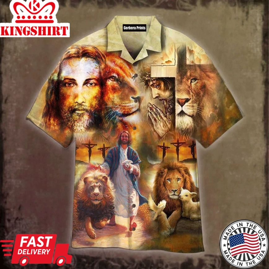 Jesus Faith Hope Love Lion Aloha Hawaiian Shirts For Men And Women