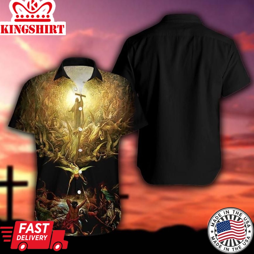 Jesus Hawaiian Shirt Jesus Holy Light Angels Black Hawaii Shirt Jesus Aloha Shirt