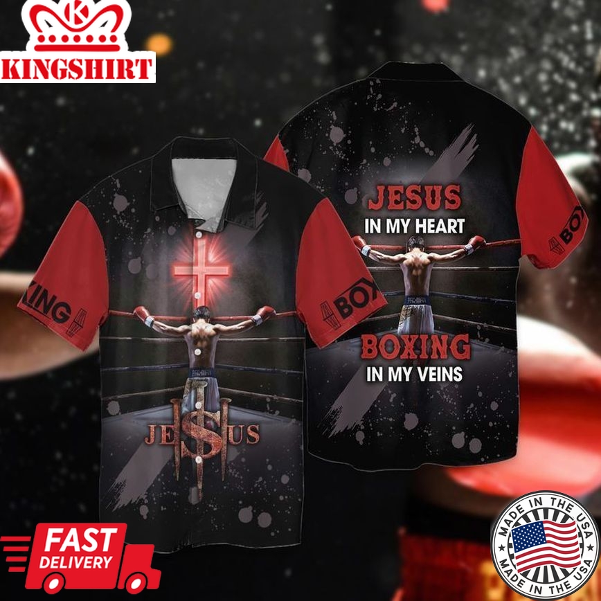 Jesus In My Heart Boxing In My Veins Aloha Hawaiian Shirt | For Men & For Women |