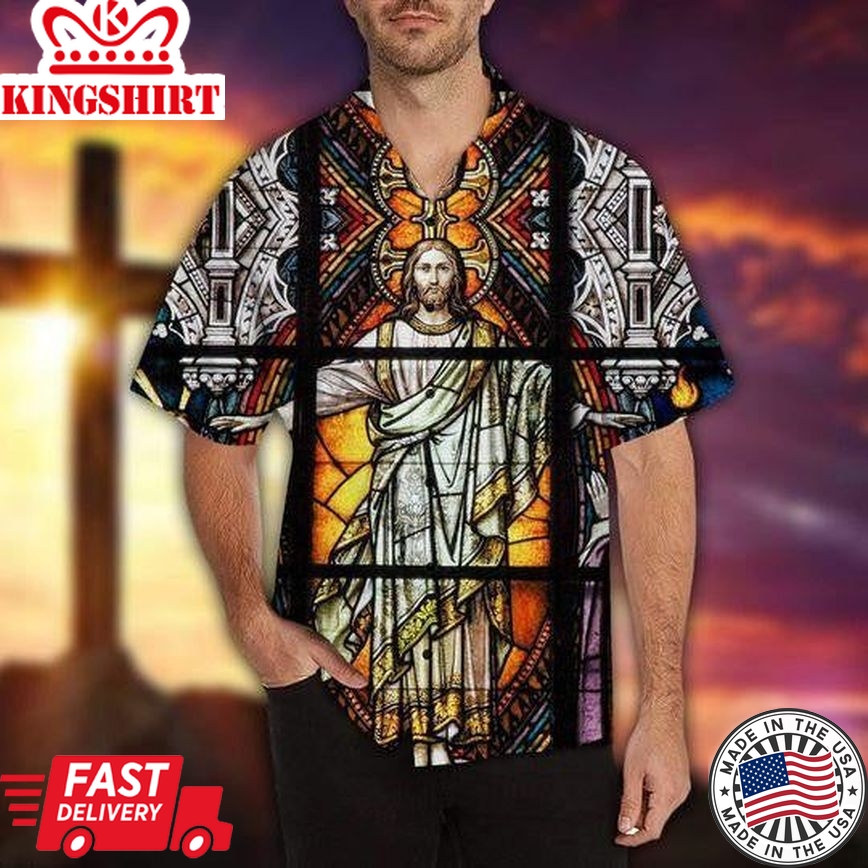 Jesus Is Lord Of My Gospel Stained Glass Aloha Hawaiian Shirts For Men And Women ||