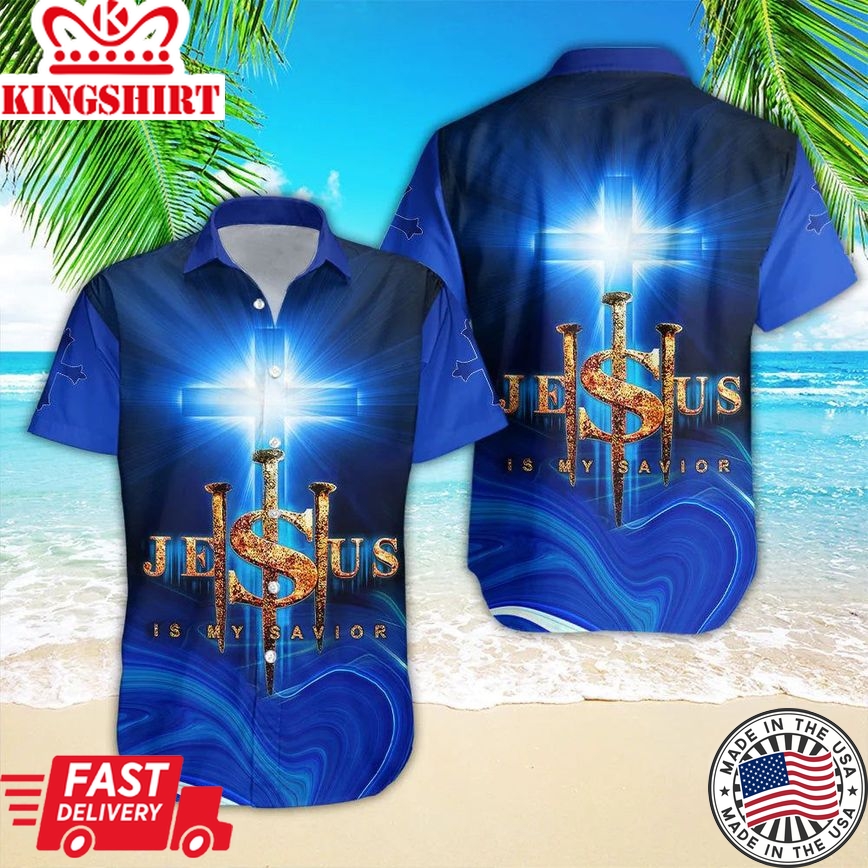 Jesus Is My Savior Blue Aloha Hawaiian Shirts For Men And For Women