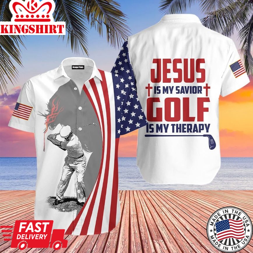 Jesus Is My Savior Golf Is My Therapy Aloha Hawaiian Shirts For Men And Women |