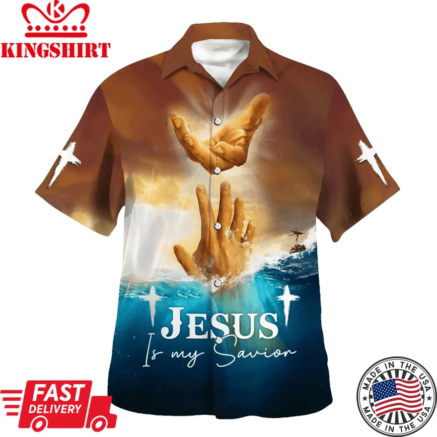 Jesus Is My Savior Take My Hand God Trendy Hawaiian Shirts For Men & Women - Christian Trendy Hawaiian Shirt - Hawaiian Summer Shirts