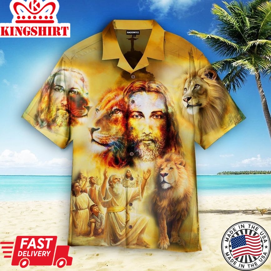 Jesus Lion Are Glowing Aloha Hawaiian Shirts For Men And Women |