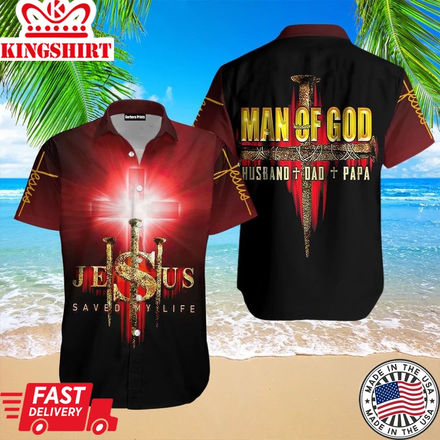 Jesus Man Of God Black And Red Aloha Hawaiian Shirts For Men And For Women