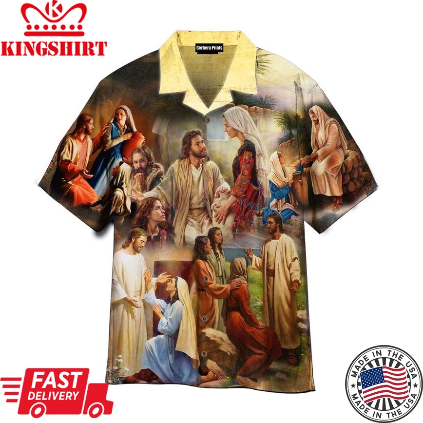 Jesus Speaks To The Woman Yellow Aloha Hawaiian Shirts For Men And Women