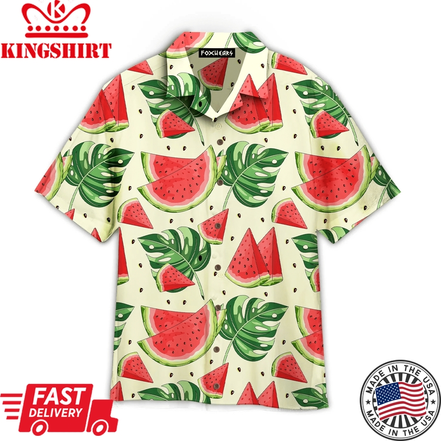 Juicy Watermelon Tropical Trendy Hawaiian Shirt For Aloha Shirt