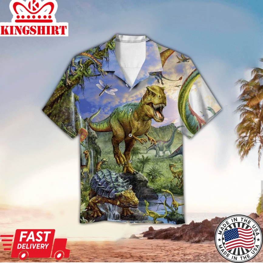 Jurassic Park Hawaiian Shirt Jurassic T-Rex Dinosaur Vintage Hawaii Shirt Jurassic Park Aloha Shirt