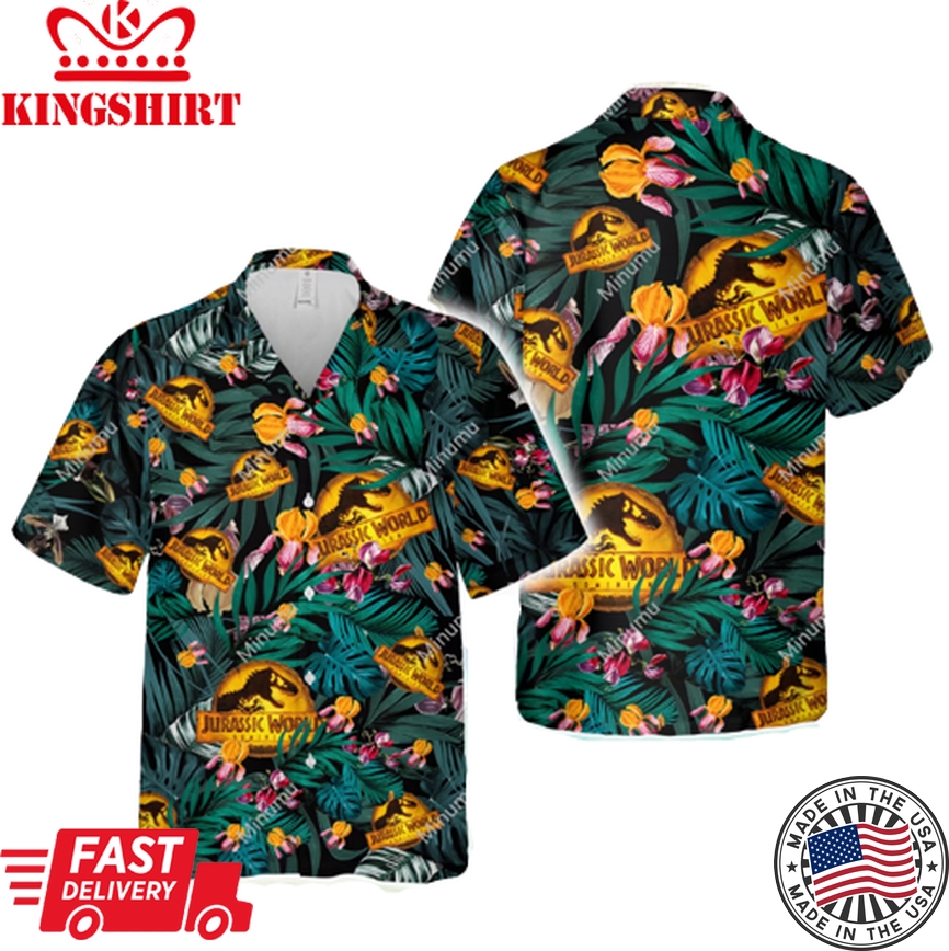 Jurassic Park Hawaiian Shirt Jurassic World Symbol Tropical Forest Hawaii Shirt Jurassic Park Aloha Shirt