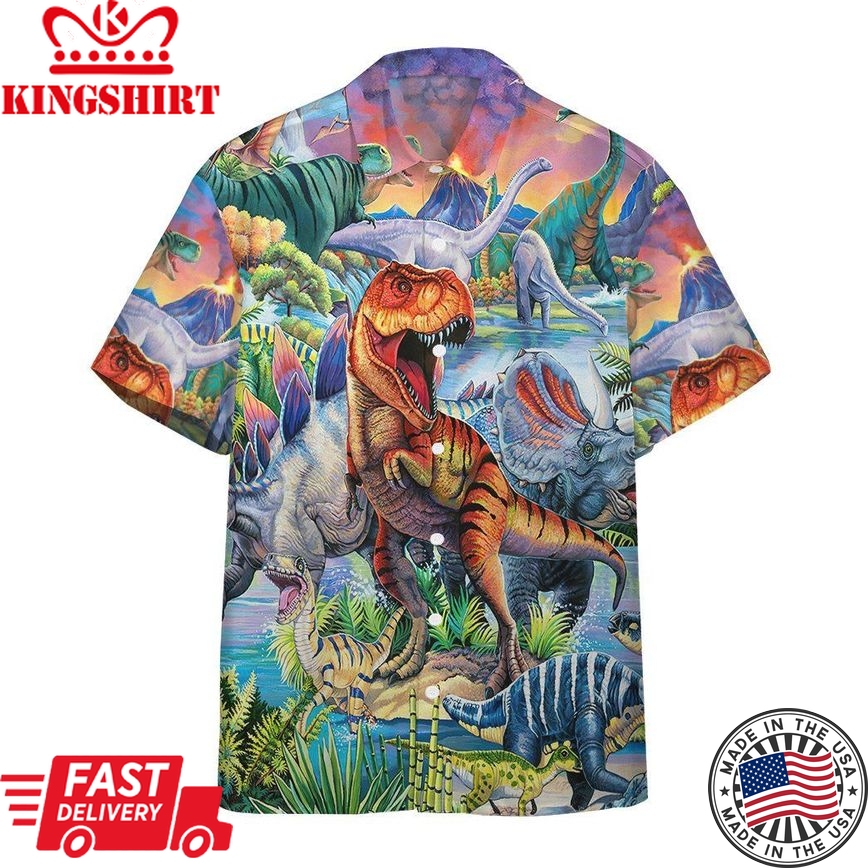 Jurassic Park Hawaiian Shirt T-Rex Dinosaurs World 3D Hawaii Shirt Jurassic Park Aloha Shirt