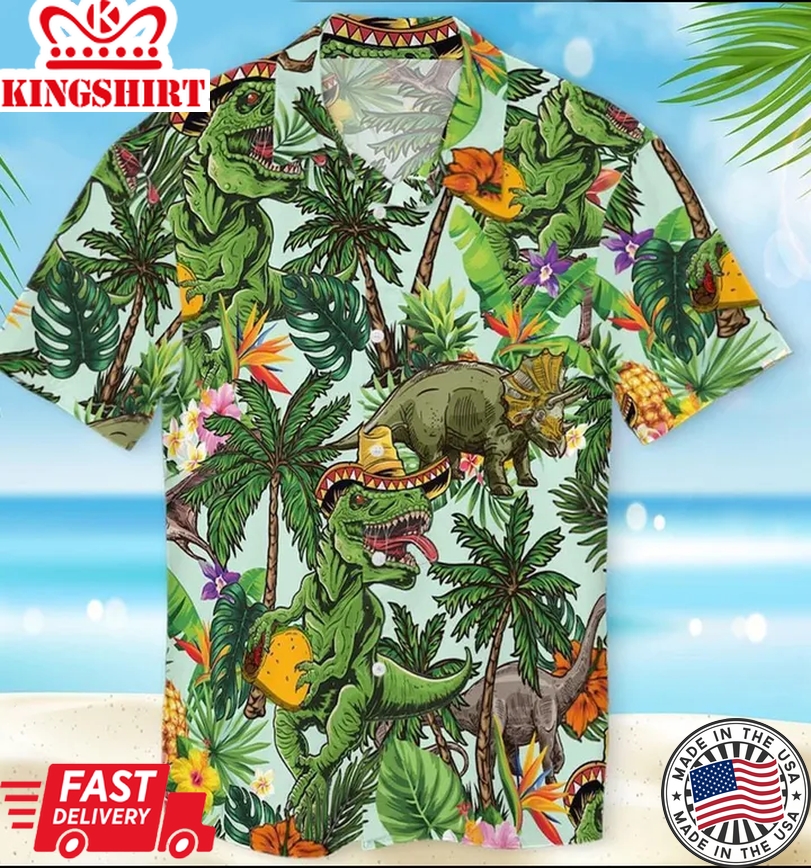 Jurassic Park Hawaiian Shirt T-Rex With Taco Jurassic Dinosaur Hawaii Shirt Jurassic Park Aloha Shirt