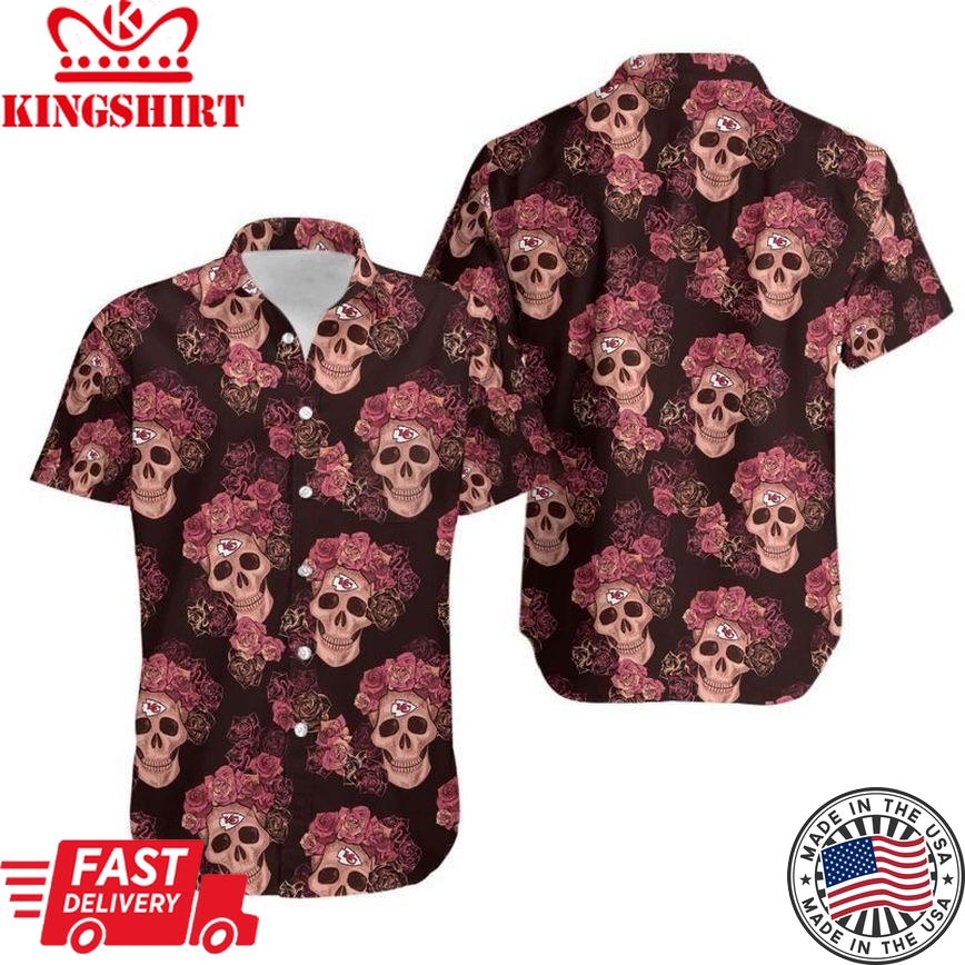 Kansas City Chiefs Mystery Skull And Flower Hawaii Shirt And Shorts Summer Collection