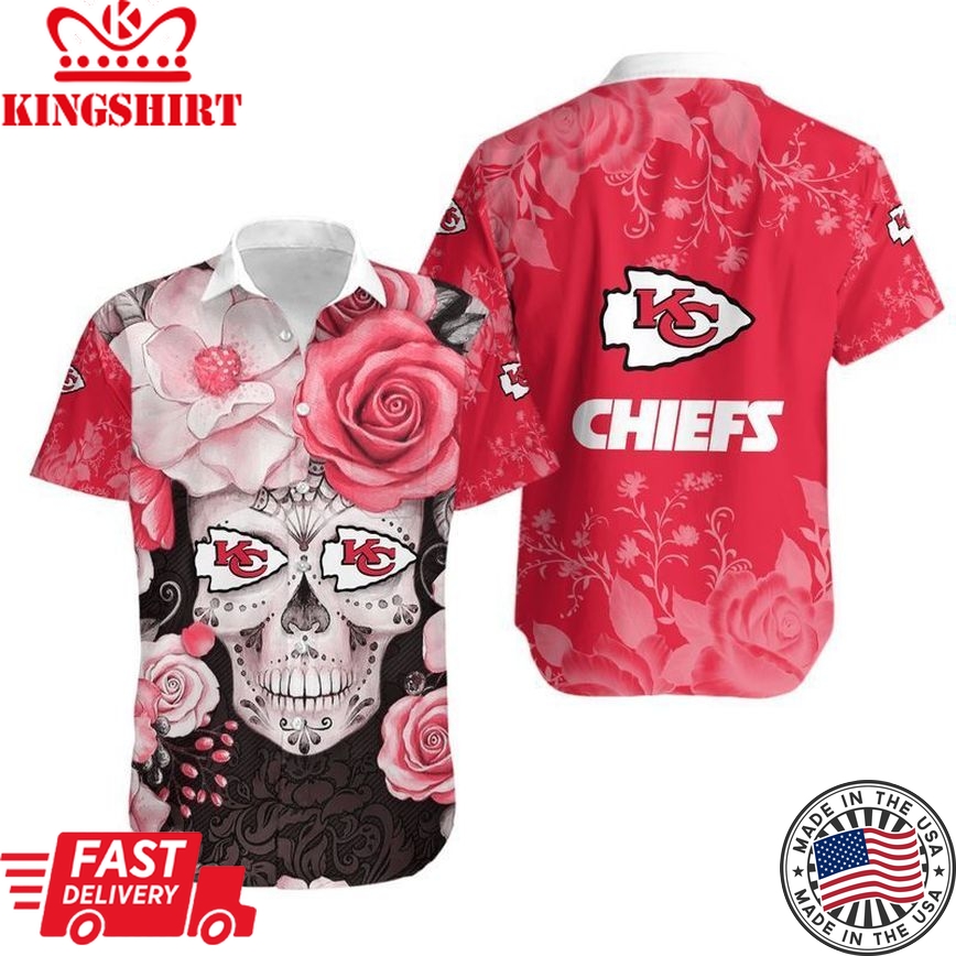 Kansas City Chiefs Skull NFL Gift For Fan Hawaiian Graphic Print Short