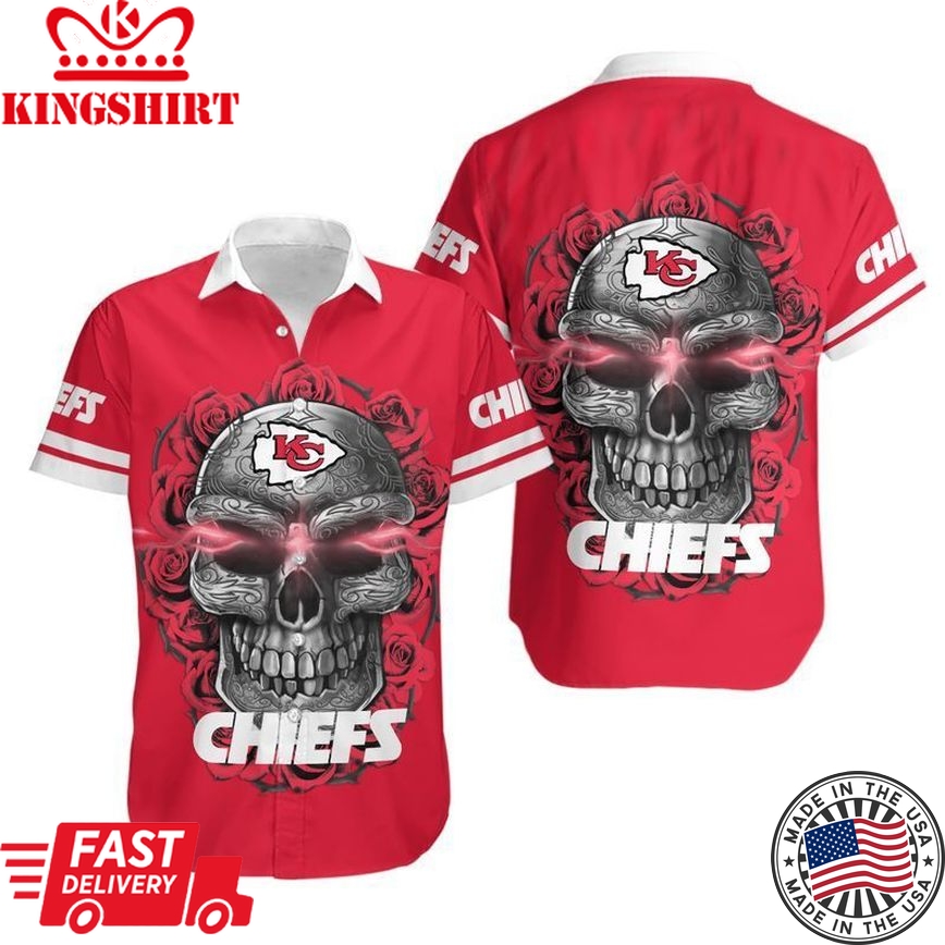 Kansas City Chiefs Sugar Skull NFL Gift For Fan Hawaiian Shirt Graphic Print