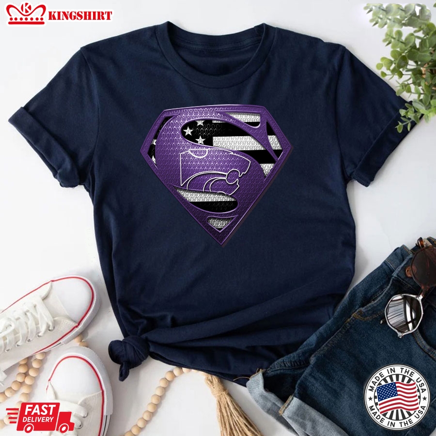 Kansas State Wildcats Superman American Flag The 4th Of July T-Shirt