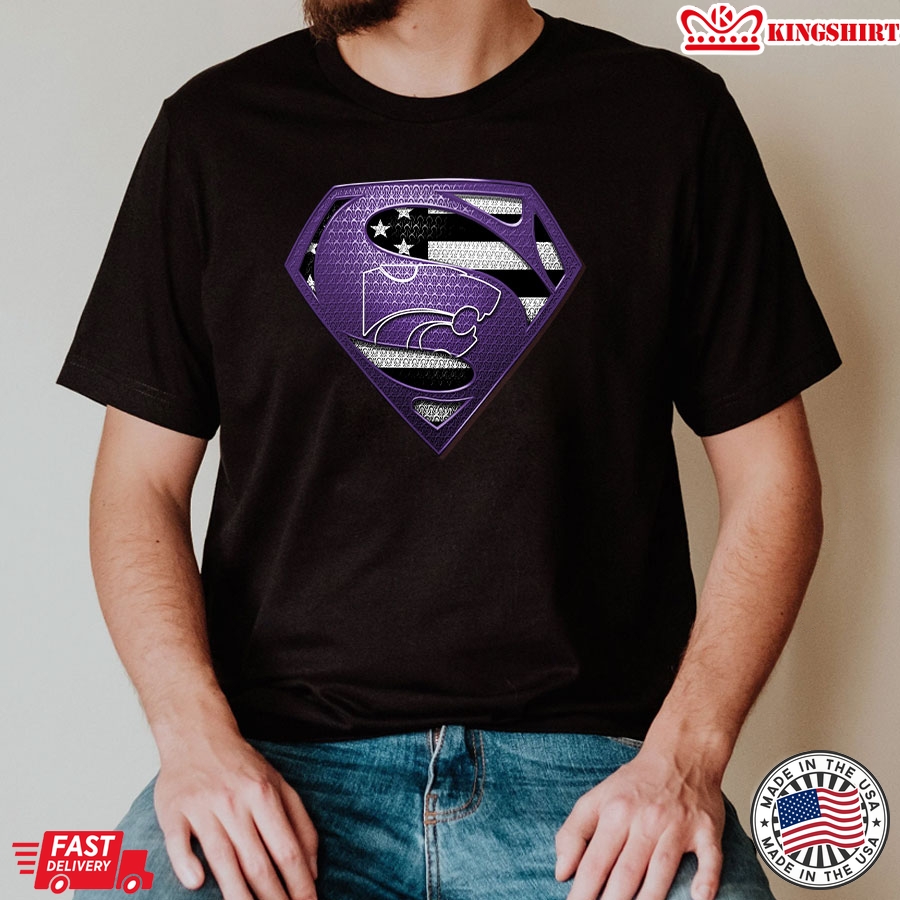 Kansas State Wildcats Superman American Flag The 4th Of July T-Shirt