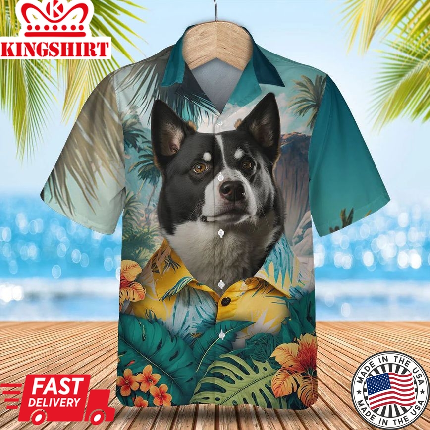 Karelian Bear Dog Tropic Escape - Stand Out in the Tropics with this Exquisite Trendy Hawaiian Shirt