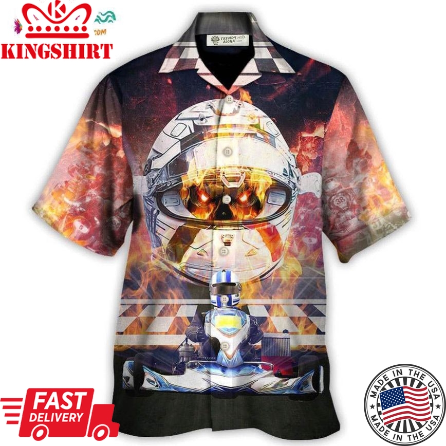 Kart Racing Skull Fire Faster And Faster Hawaiian Shirt