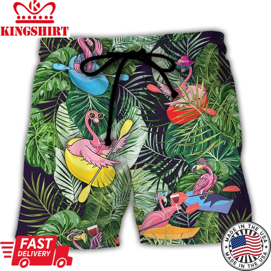 Kayaking Funny Flamingo Playing Kayaking Just Add Water Tropical Kayaking Lover - Beach Shor