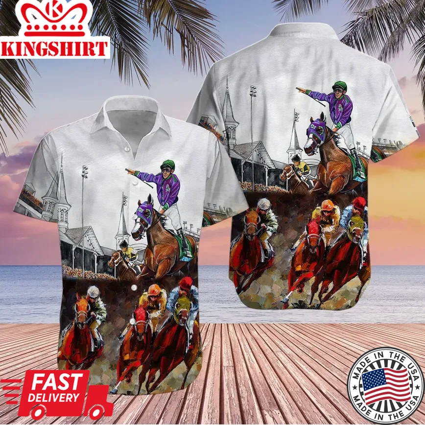 Kentucky Derby Horse Racing Equestrian Trendy Hawaiian Shirt