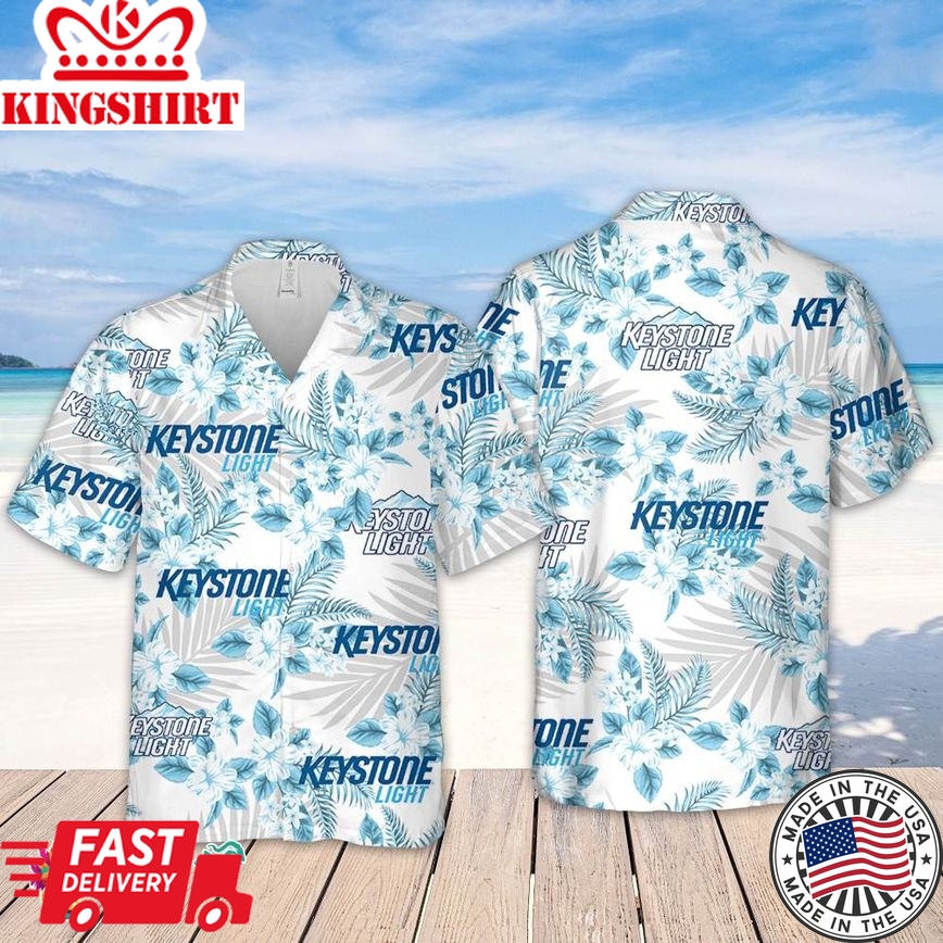 Keystone Light Hawaiian Flowers Pattern Shirt, Hawaiian Beer Lover Shirt, Classic Flowers Beer Aloha Shirt