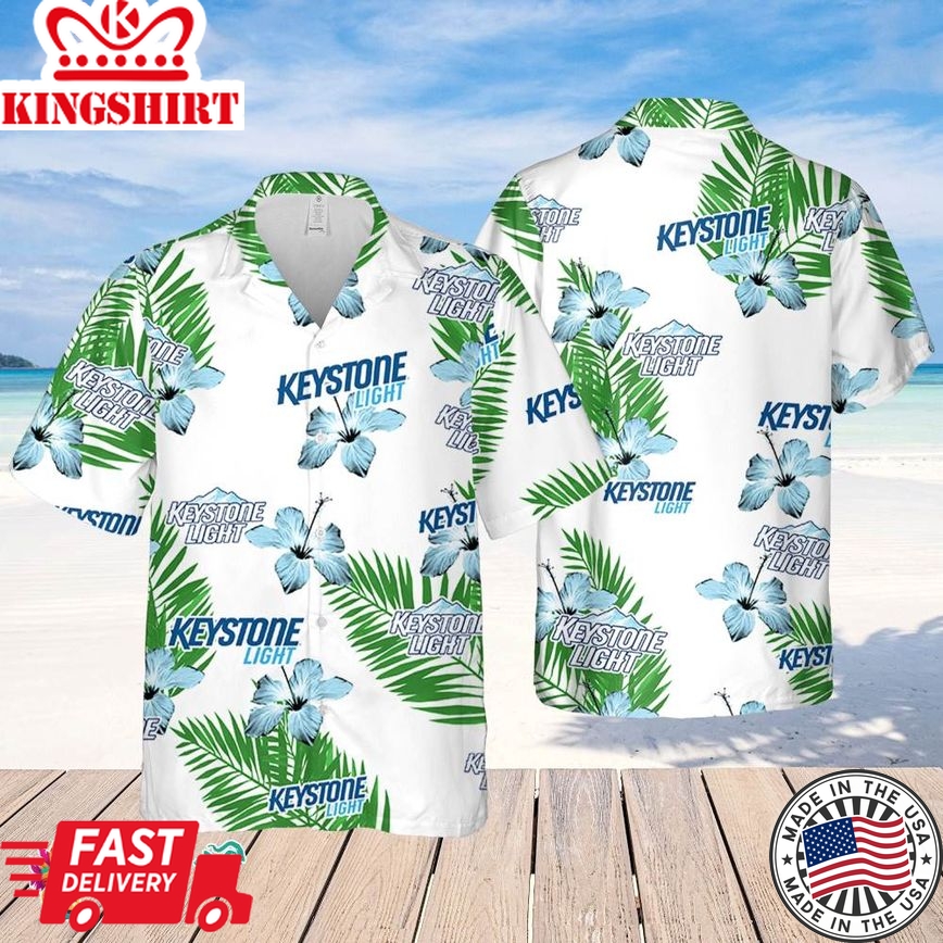 Keystone Light Hawaiian Hibiscus Flower Pattern,Tropical Beach Shirt, Hawaiian Flower Shirt, Hawaiian Beer Shirt