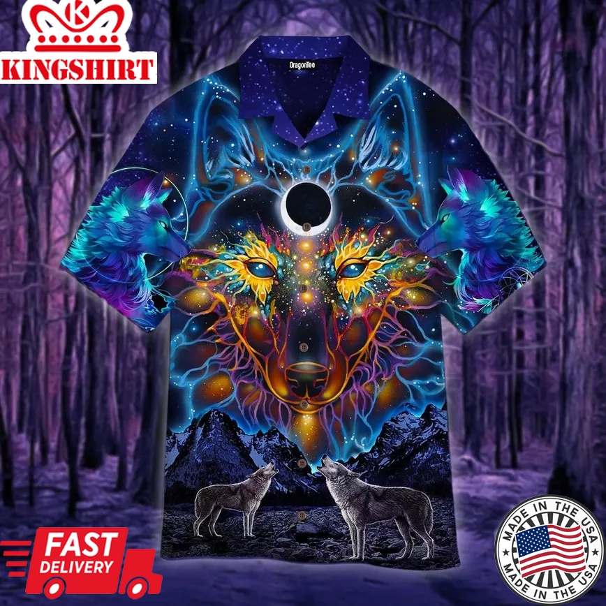 King Of Native Wolf Trendy Hawaiian Shirt