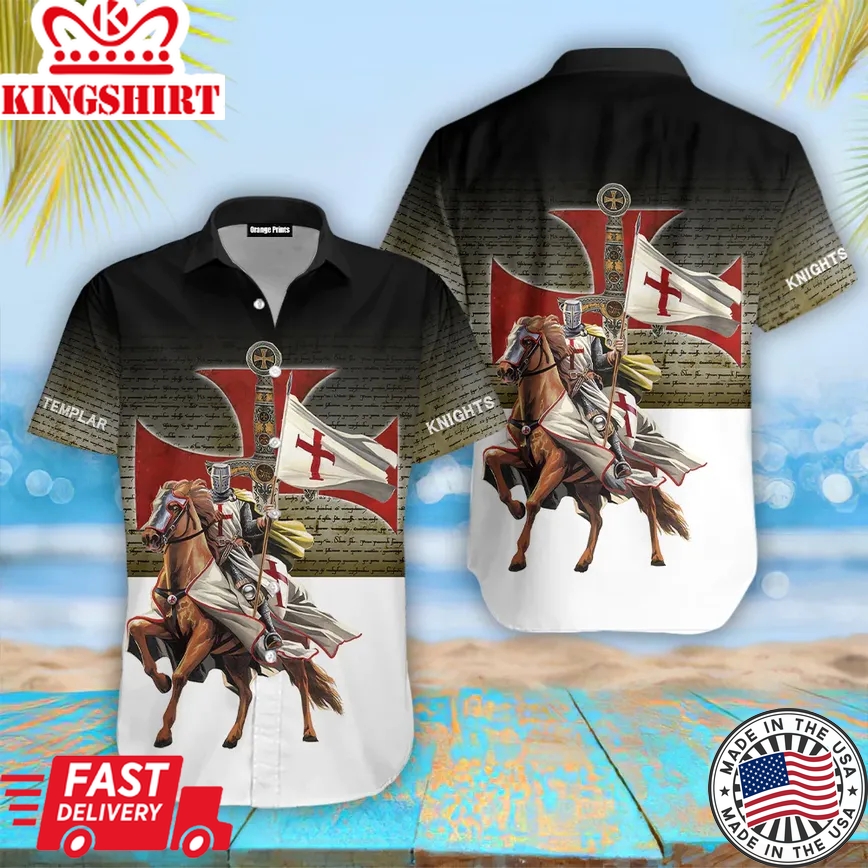 Knights Templar On Horseback Trendy Hawaiian Shirt For