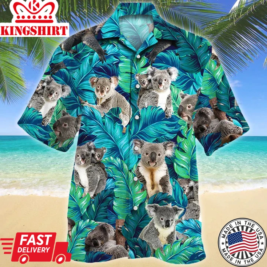 Koala Lovers Gift Trendy Hawaiian Shirt, Animal Trendy Hawaiian Shirt Men, Women, Short Sleeve Hawaiian Aloha Shirt