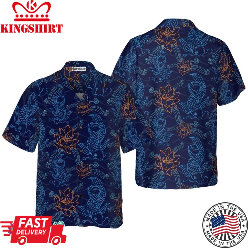 Koi Fish And Lotus Hawaiian Shirt