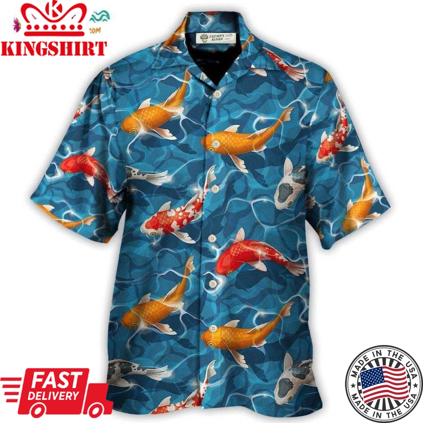 Koi Fish Swim Artificial Ponds Hawaiian Shirt