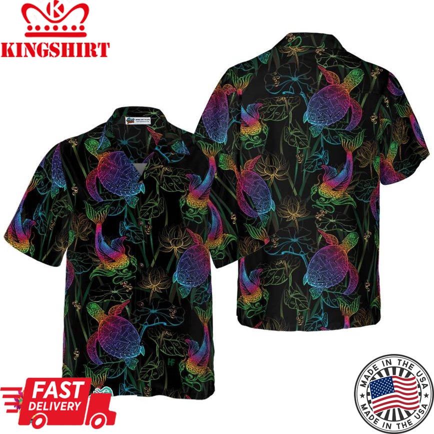 Koi, Lotus And Turtle Hawaiian Shirt