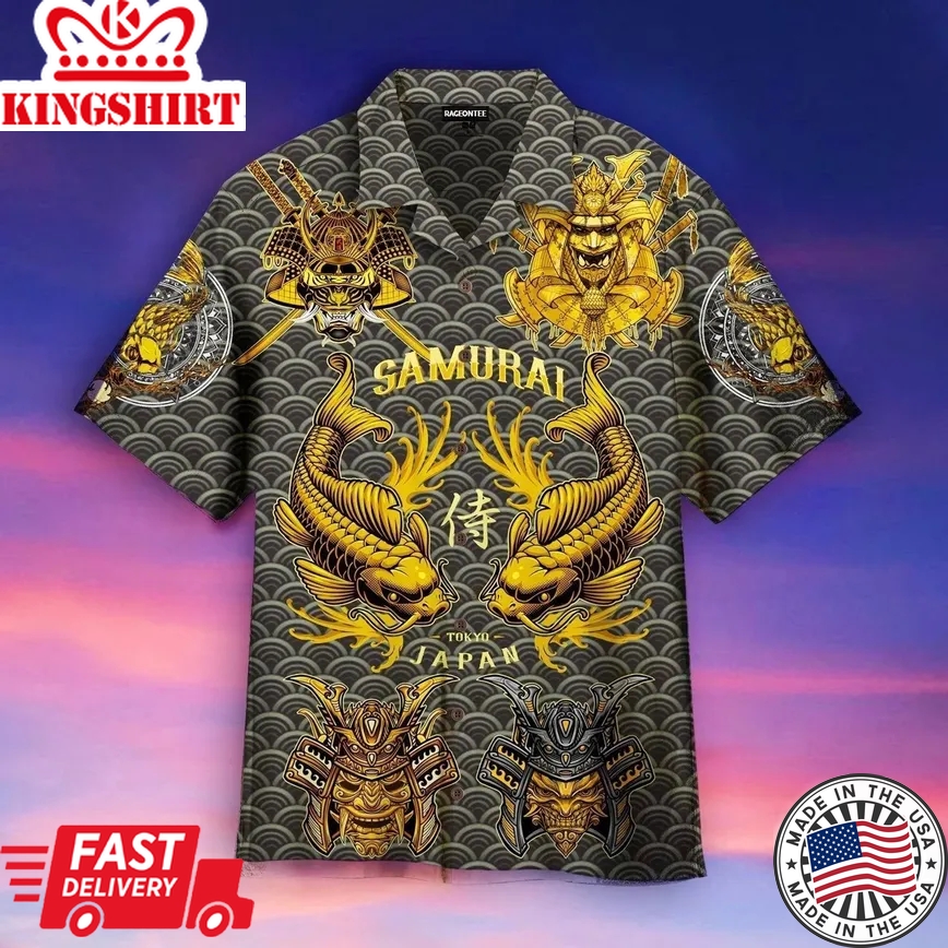 Koi Samurai Japanese Trendy Hawaiian Shirt For