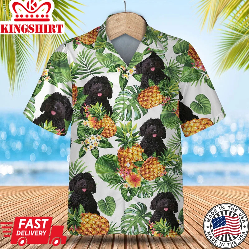 Labradoodle Tropical Pattern Trendy Hawaiian Shirt, Dog Lover Trendy Hawaiian Shirt, Summer Gift For Men And Women