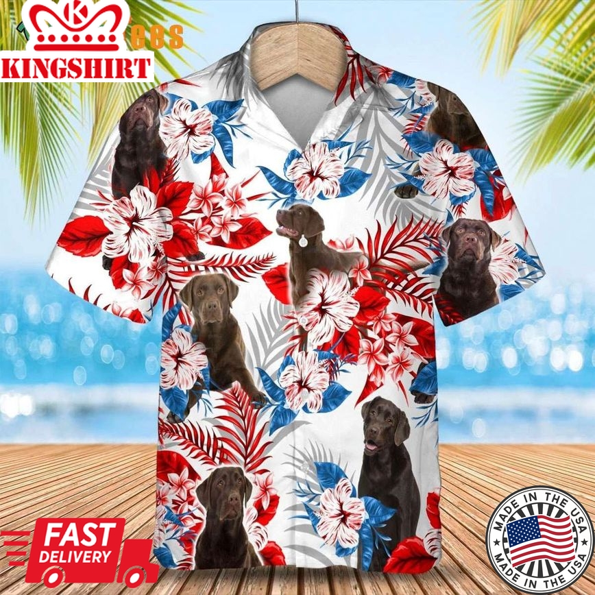 Labrador Chocolate American Flag, Dog Trendy Hawaiian Shirt Perfect Gifts For Your Loved Ones