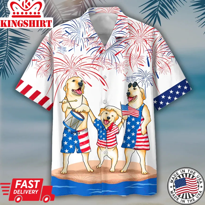 Labrador Family Trendy Hawaiian Shirt Independence Is Coming, Usa Patriotic Trendy Hawaiian Shirt