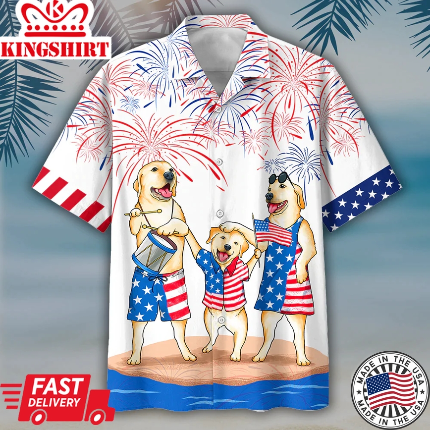 Labrador Family Trendy Hawaiian Shirt - Independence Is Coming, Usa Patriotic Trendy Hawaiian Shirt