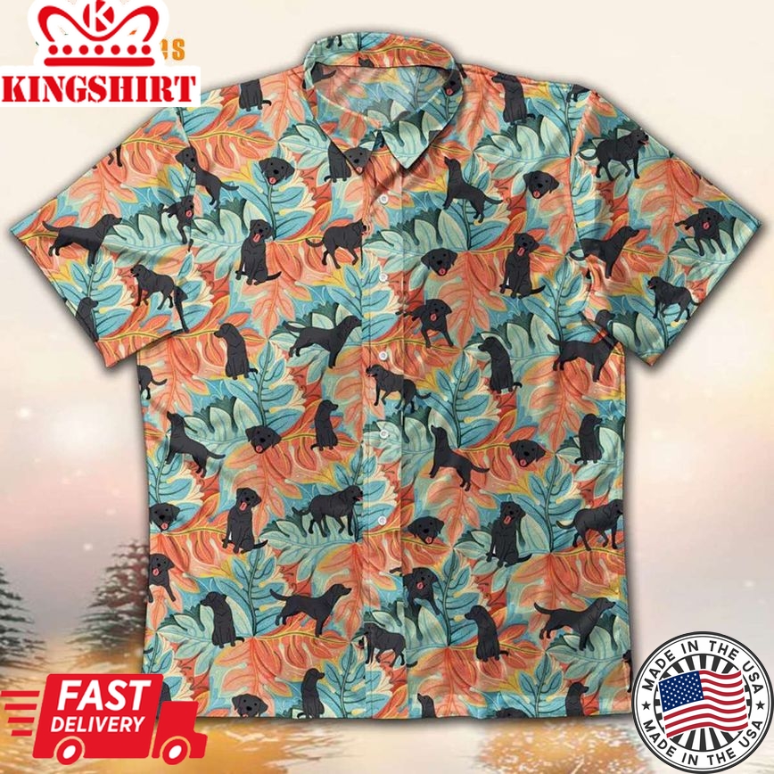 Labrador Pattern Trendy Hawaiian Shirt, Dog Trendy Hawaiian Shirt Perfect Gifts For Your Loved Ones