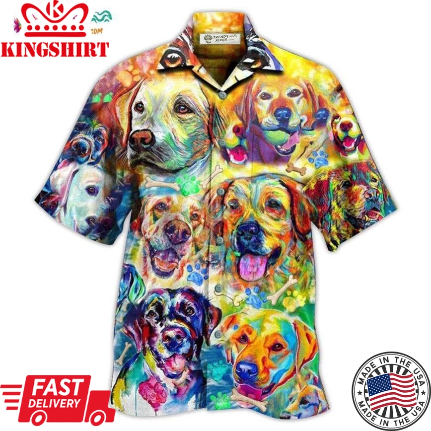 Labrador Retriever Love Is Wet Noses Slobbery Kisses Wagging Tails Colorful Hawaiian Shirt