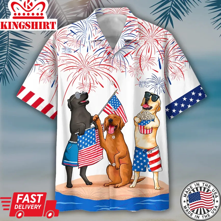 Labrador Trendy Hawaiian Shirt- Independence Day Trendy Hawaiian Shirt, Usa Patriotic Trendy Hawaiian Shirt