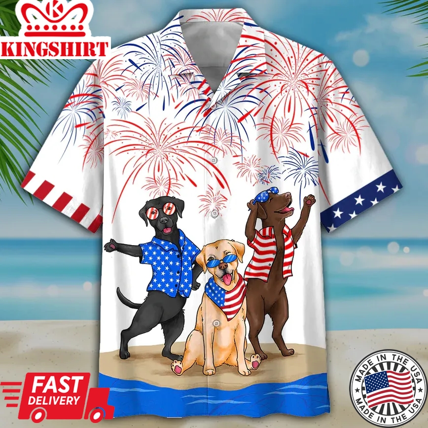 Labrador Trendy Hawaiian Shirts Independence Is Coming, Usa Patriotic Trendy Hawaiian Shirt